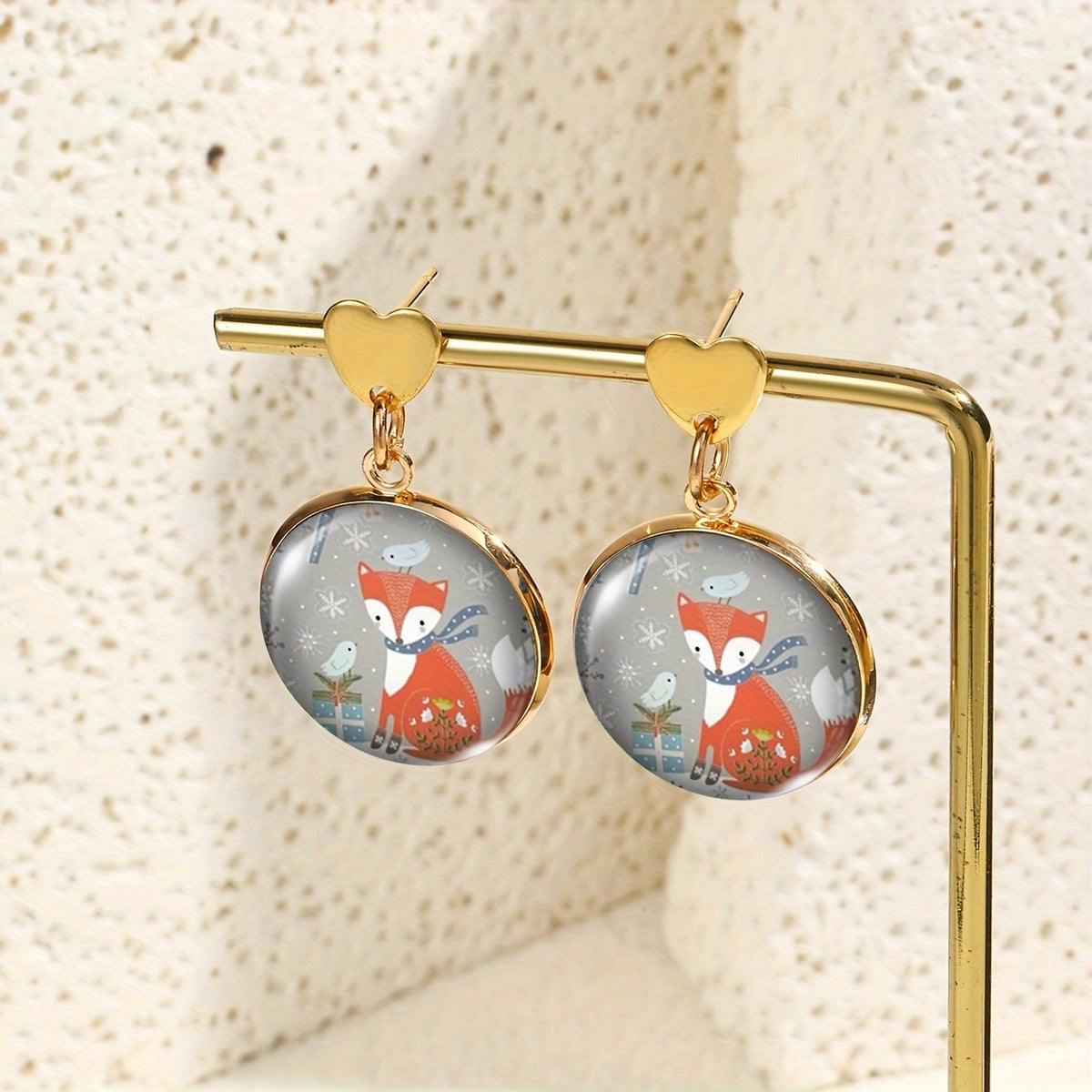 Fox Winter Scene Earrings