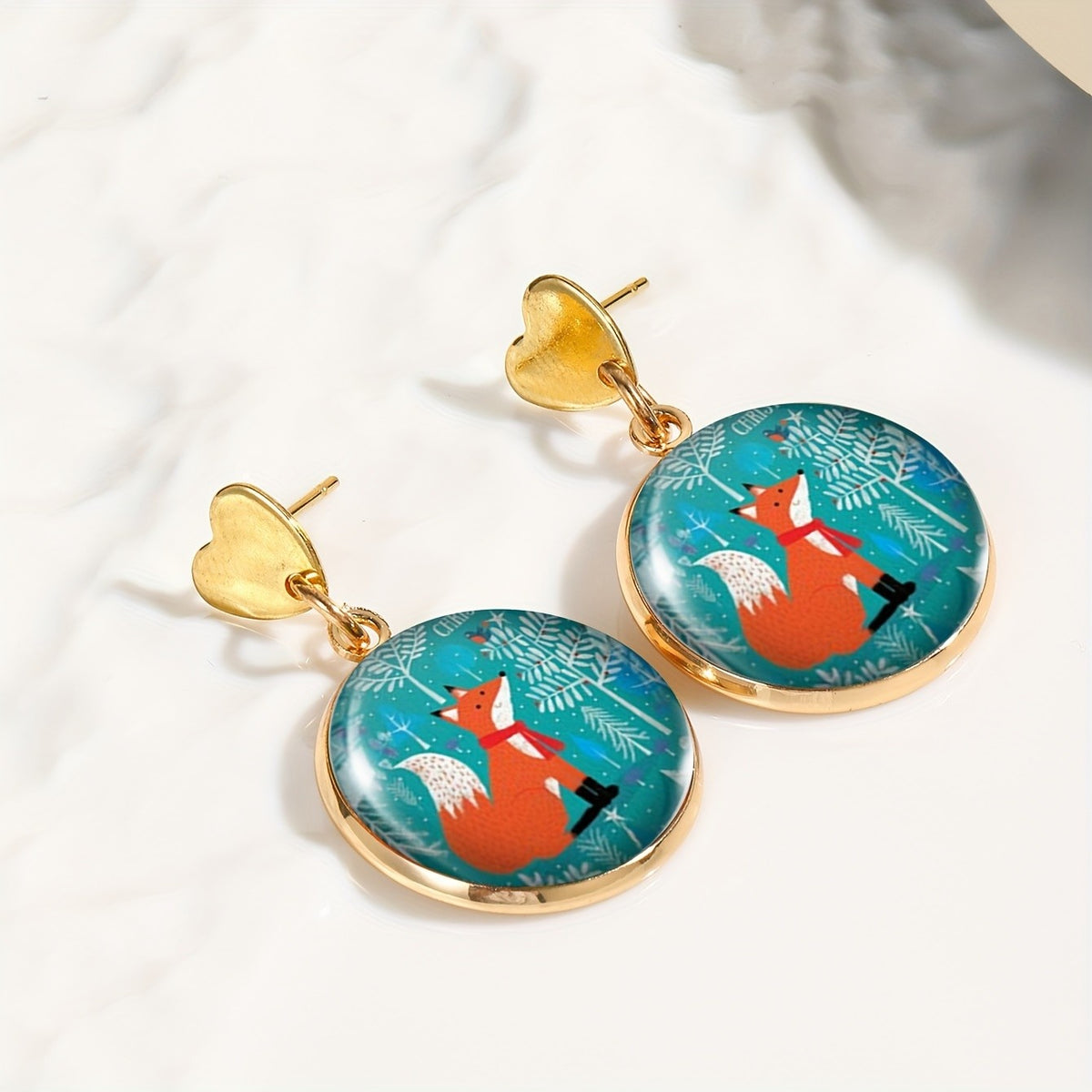 Fox Winter Scene Earrings