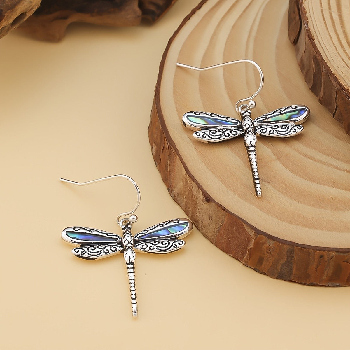 Iridescent Dragonfly Necklace & Earring Set
