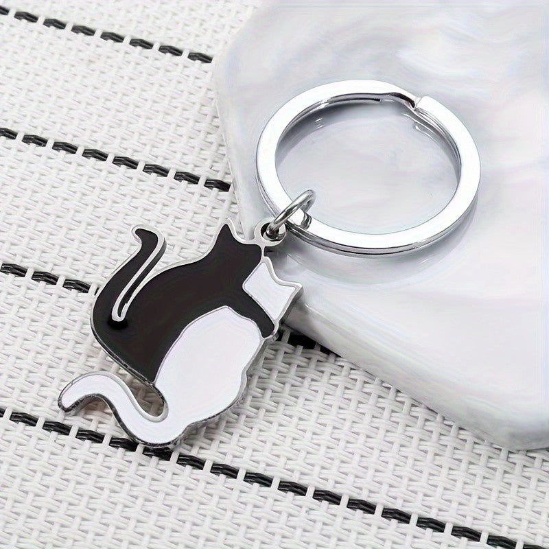 Black & White Cat Keychain