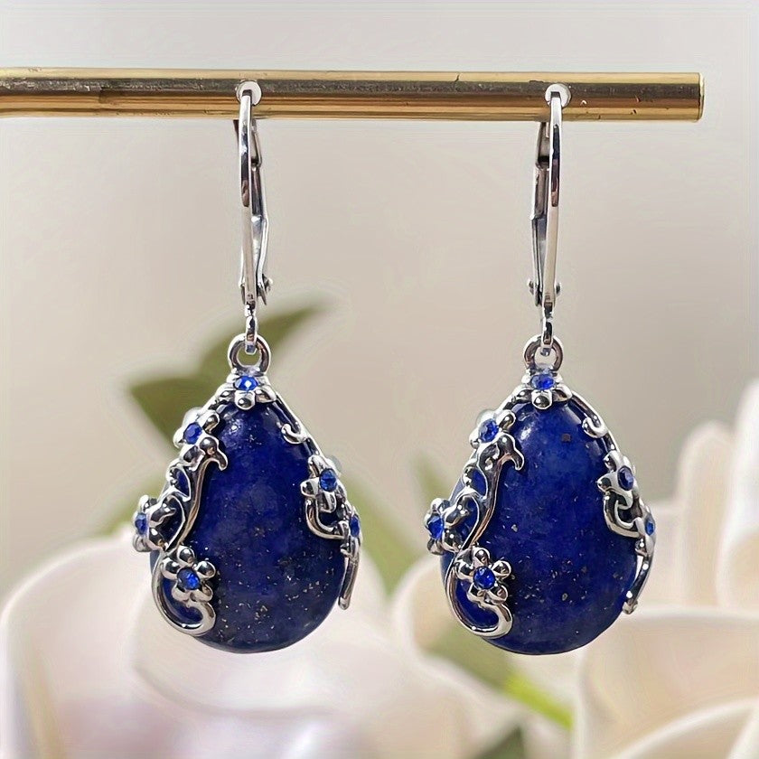 Filigree Teardrop Stone Earrings