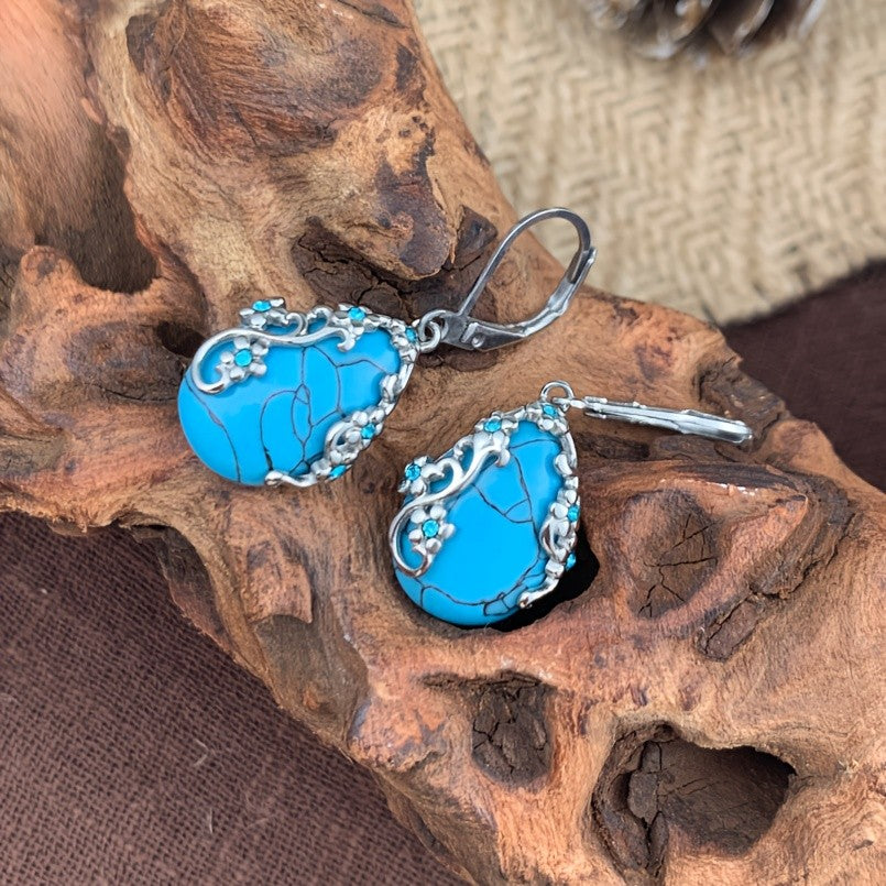 Filigree Teardrop Stone Earrings