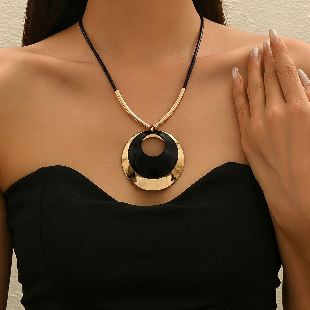 Crescent Disc Collar Necklace