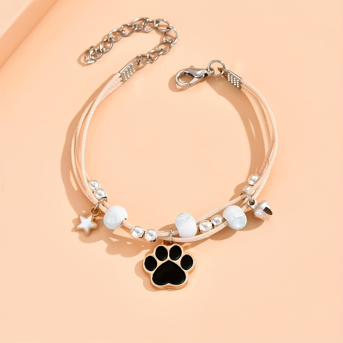 Paw Print & Star Charm Bracelet