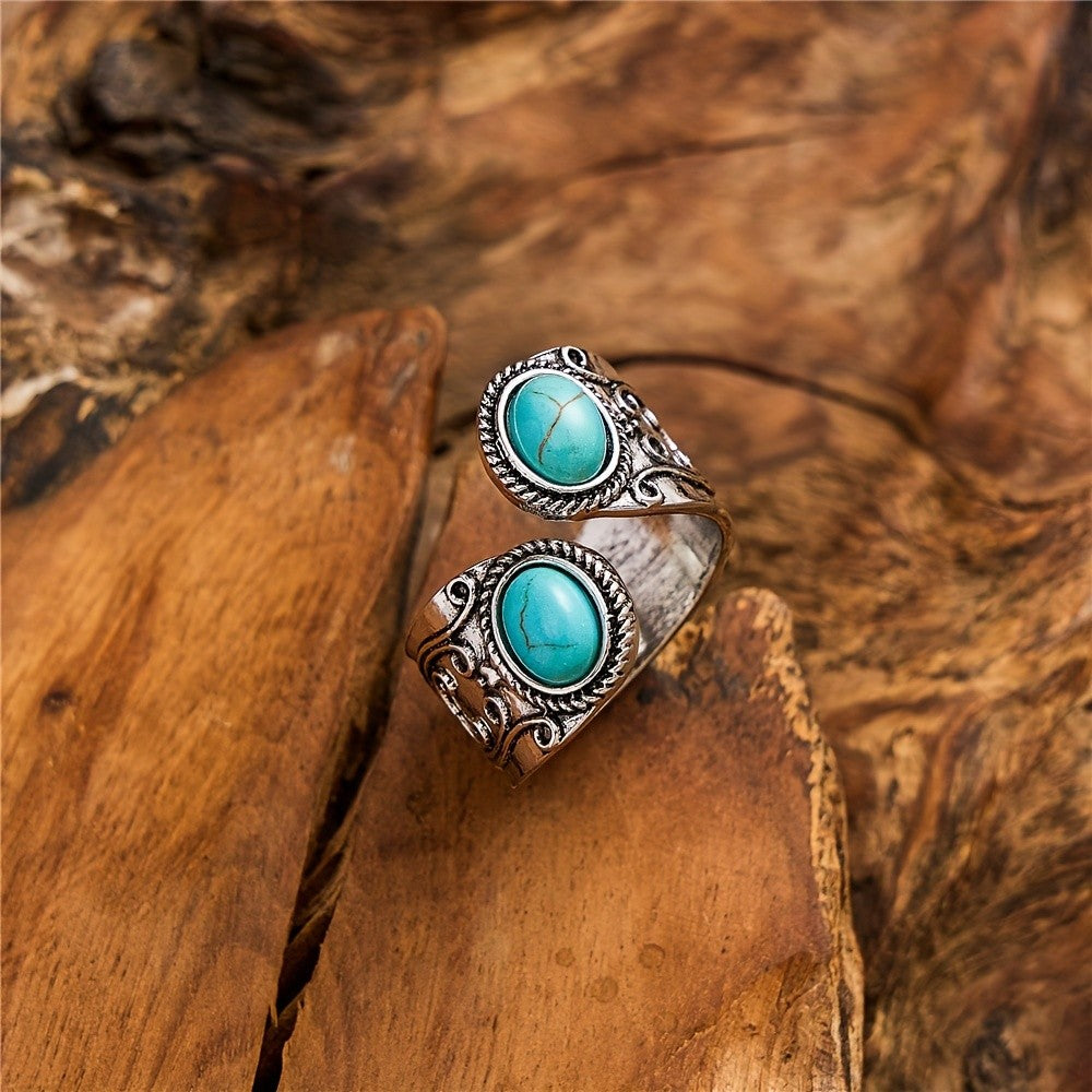 Turquoise Scroll Adjustable Ring