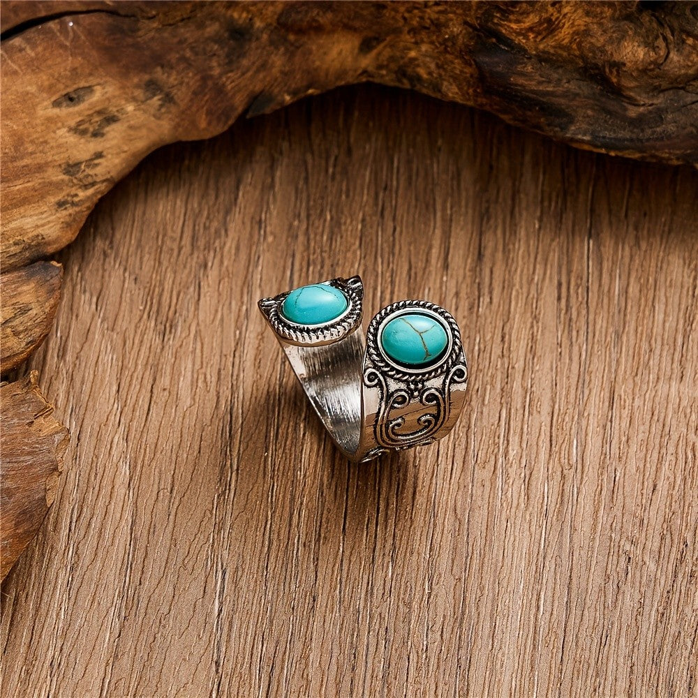 Turquoise Scroll Adjustable Ring
