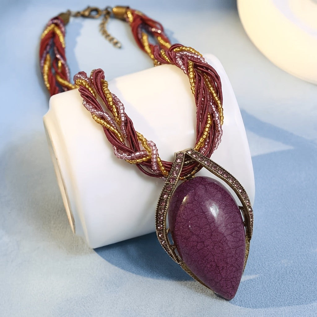 Braided Teardrop Statement Necklace