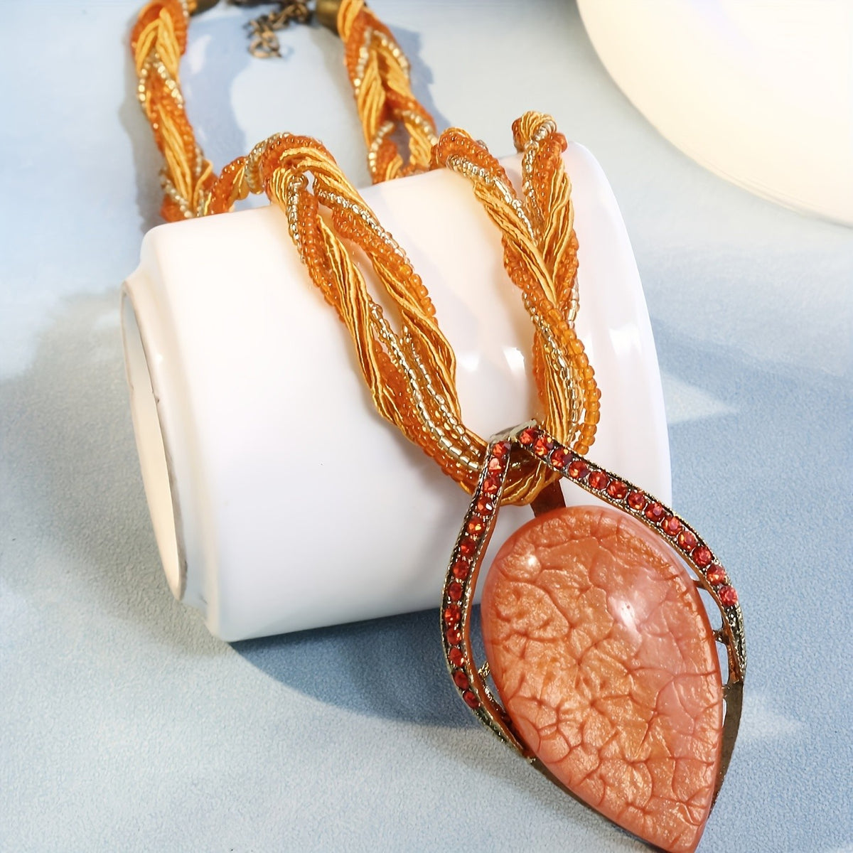 Braided Teardrop Statement Necklace