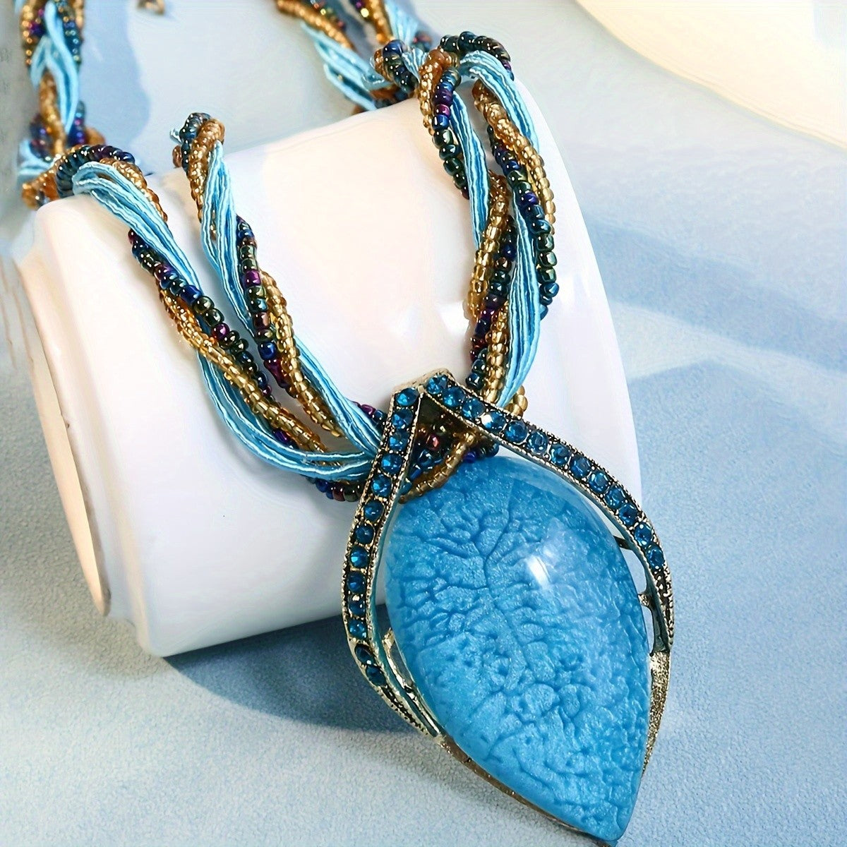 Braided Teardrop Statement Necklace