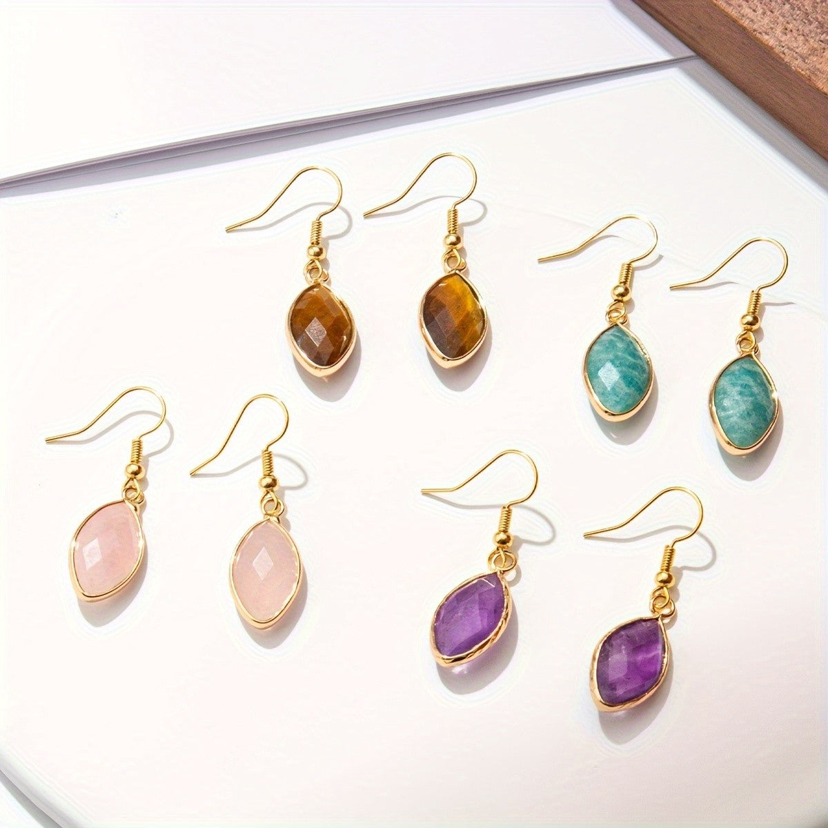 Faceted Stone Drop Earrings