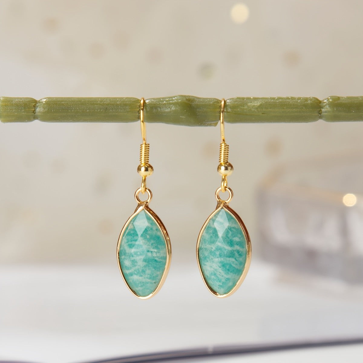 Faceted Stone Drop Earrings