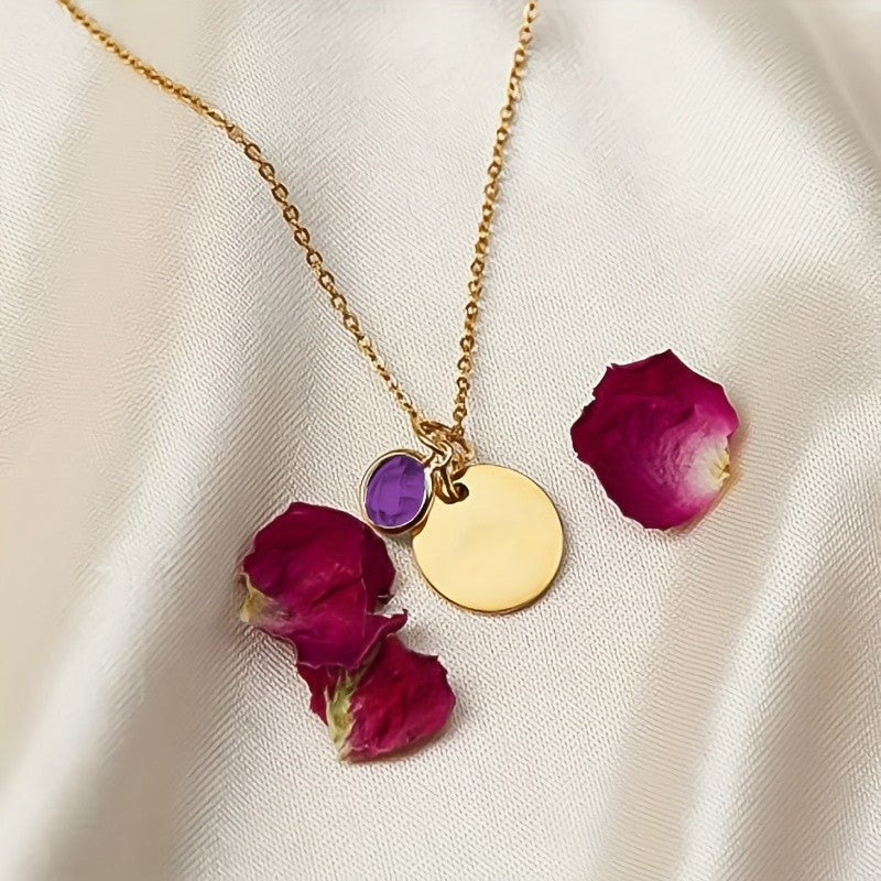 Personalized Birthstone Disc Necklace