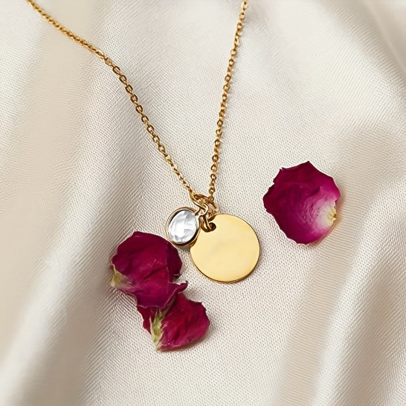 Personalized Birthstone Disc Necklace