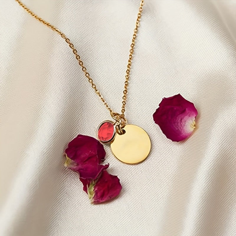 Personalized Birthstone Disc Necklace