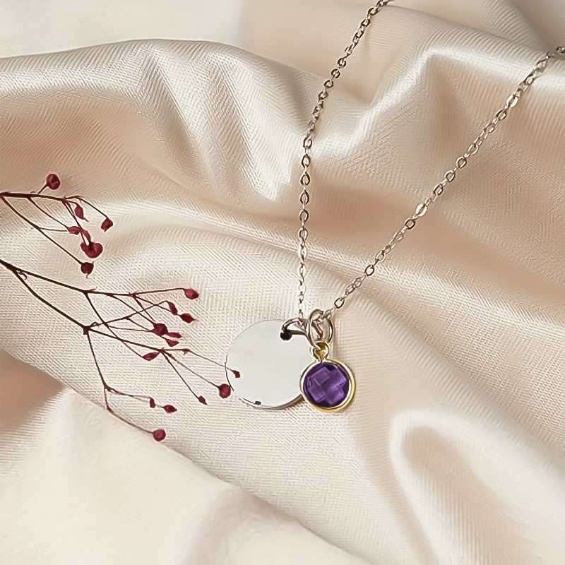 Personalized Birthstone Disc Necklace