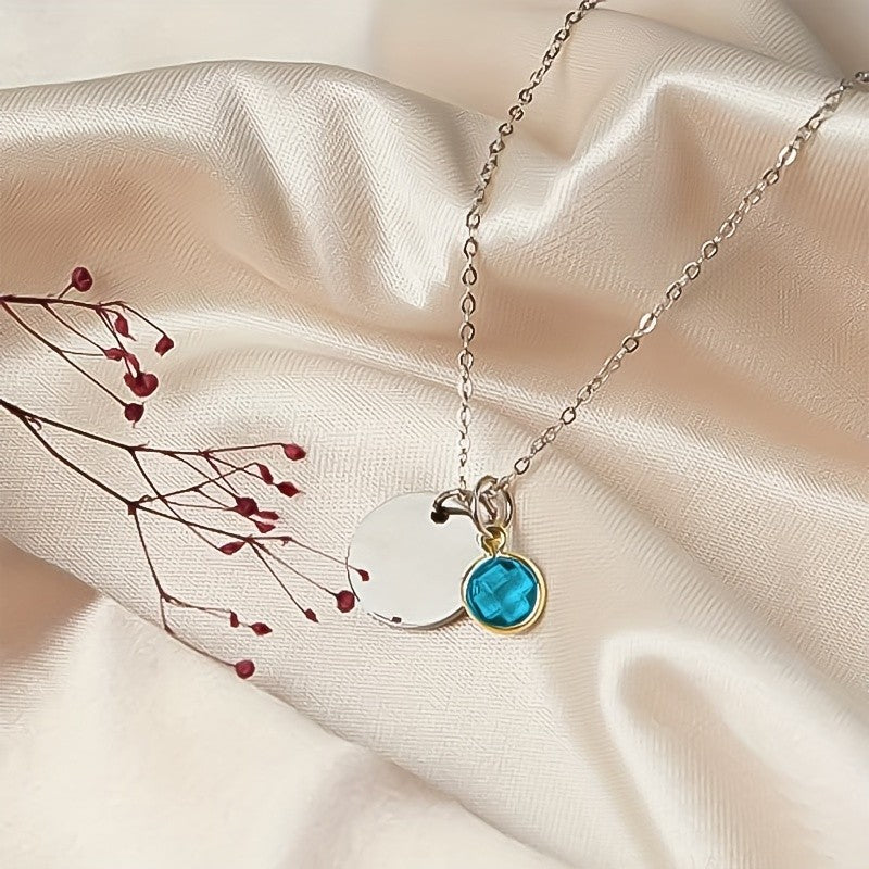 Personalized Birthstone Disc Necklace
