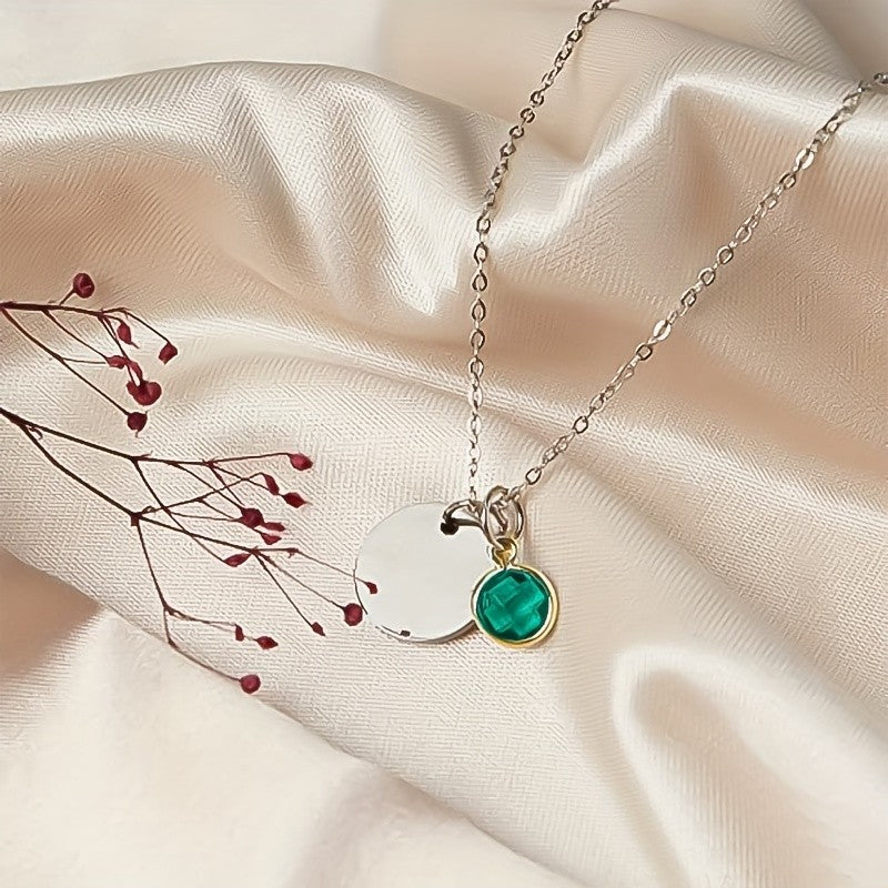 Personalized Birthstone Disc Necklace