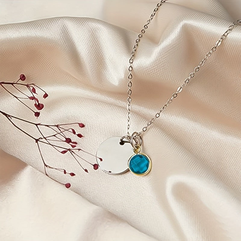 Personalized Birthstone Disc Necklace
