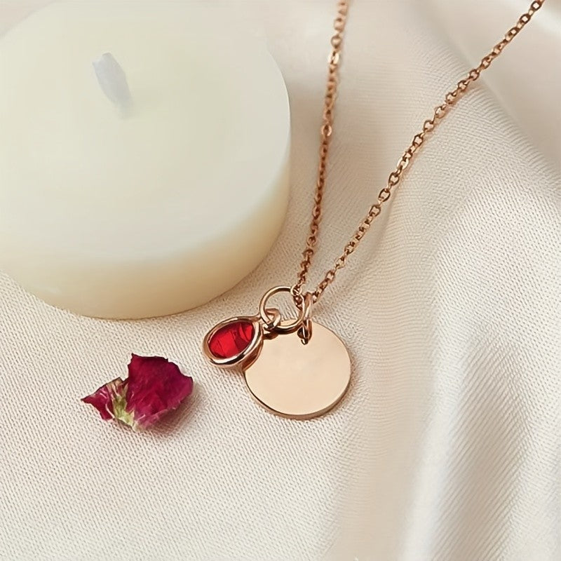 Personalized Birthstone Disc Necklace