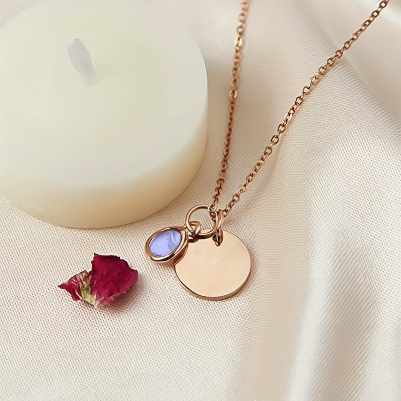 Personalized Birthstone Disc Necklace
