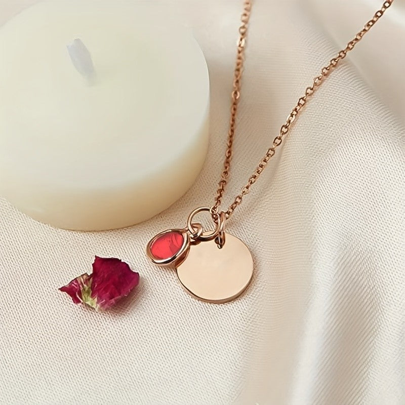 Personalized Birthstone Disc Necklace