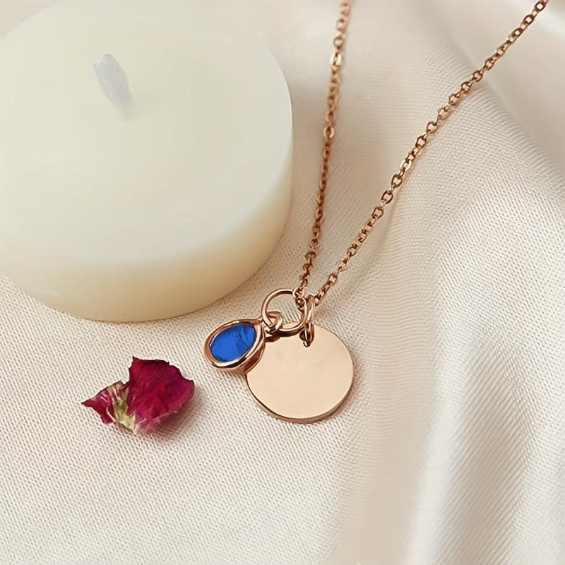 Personalized Birthstone Disc Necklace