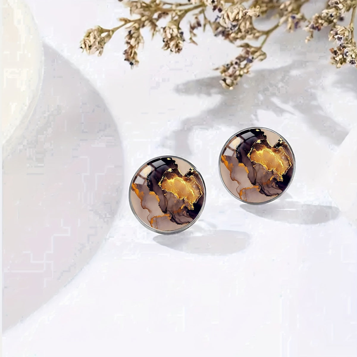 Abstract Marble Stud Earrings