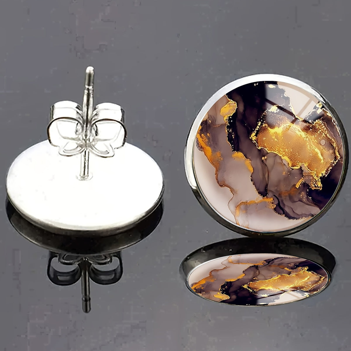 Abstract Marble Stud Earrings