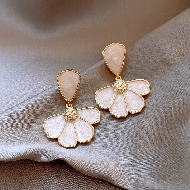Enamel Petal Fan Drop Earrings