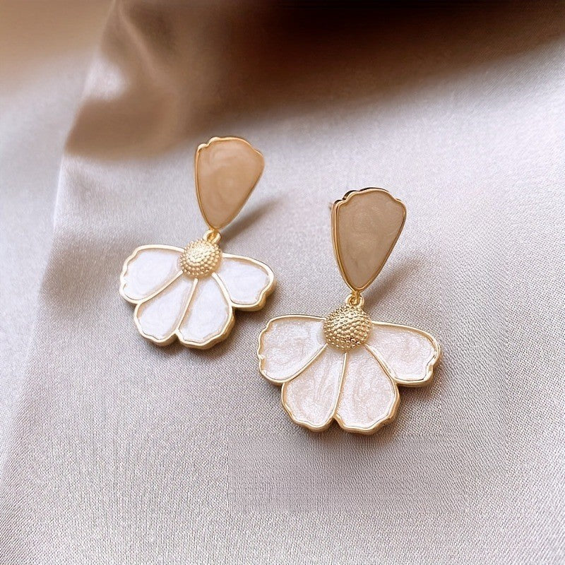 Enamel Petal Fan Drop Earrings