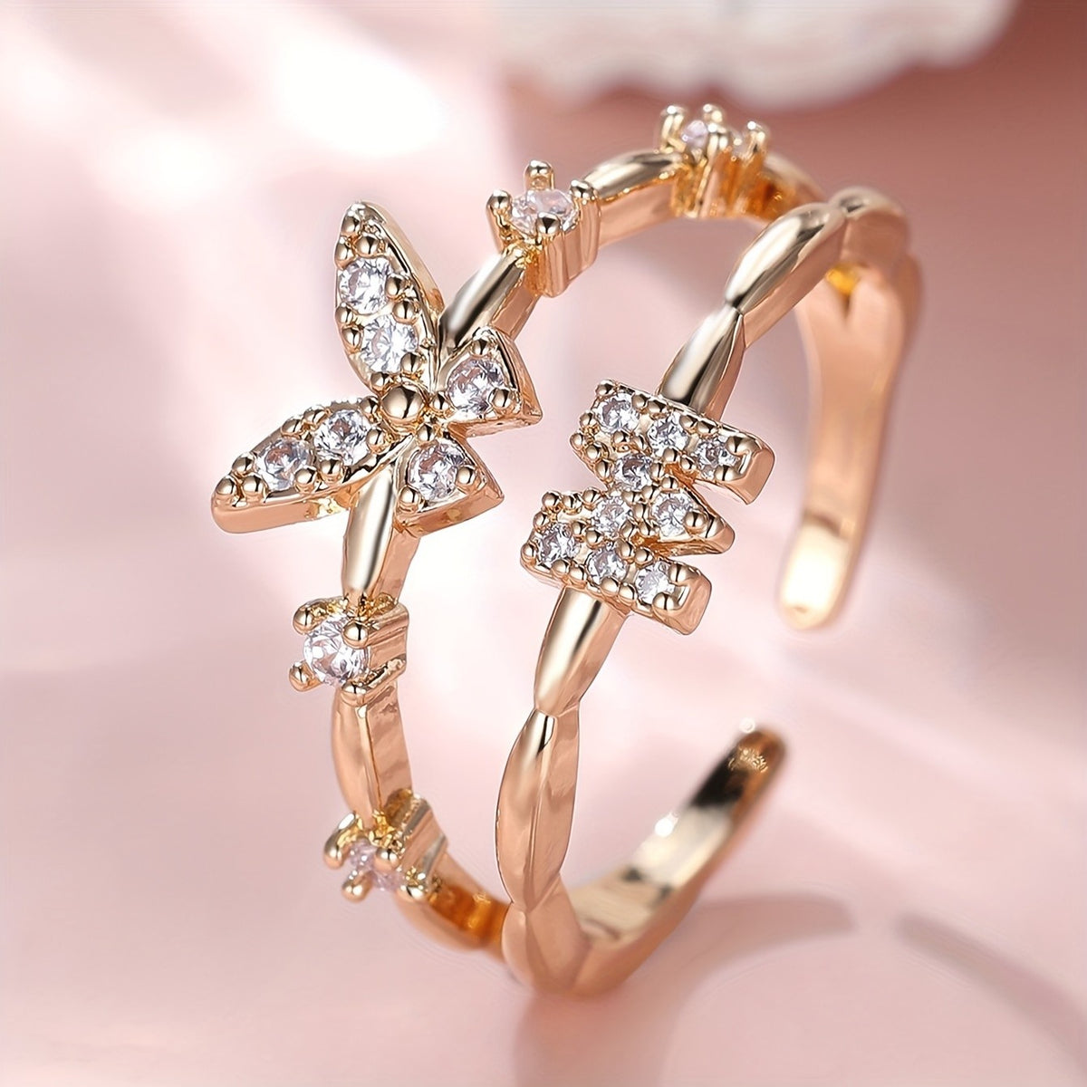 Crystal Butterfly Initial Ring