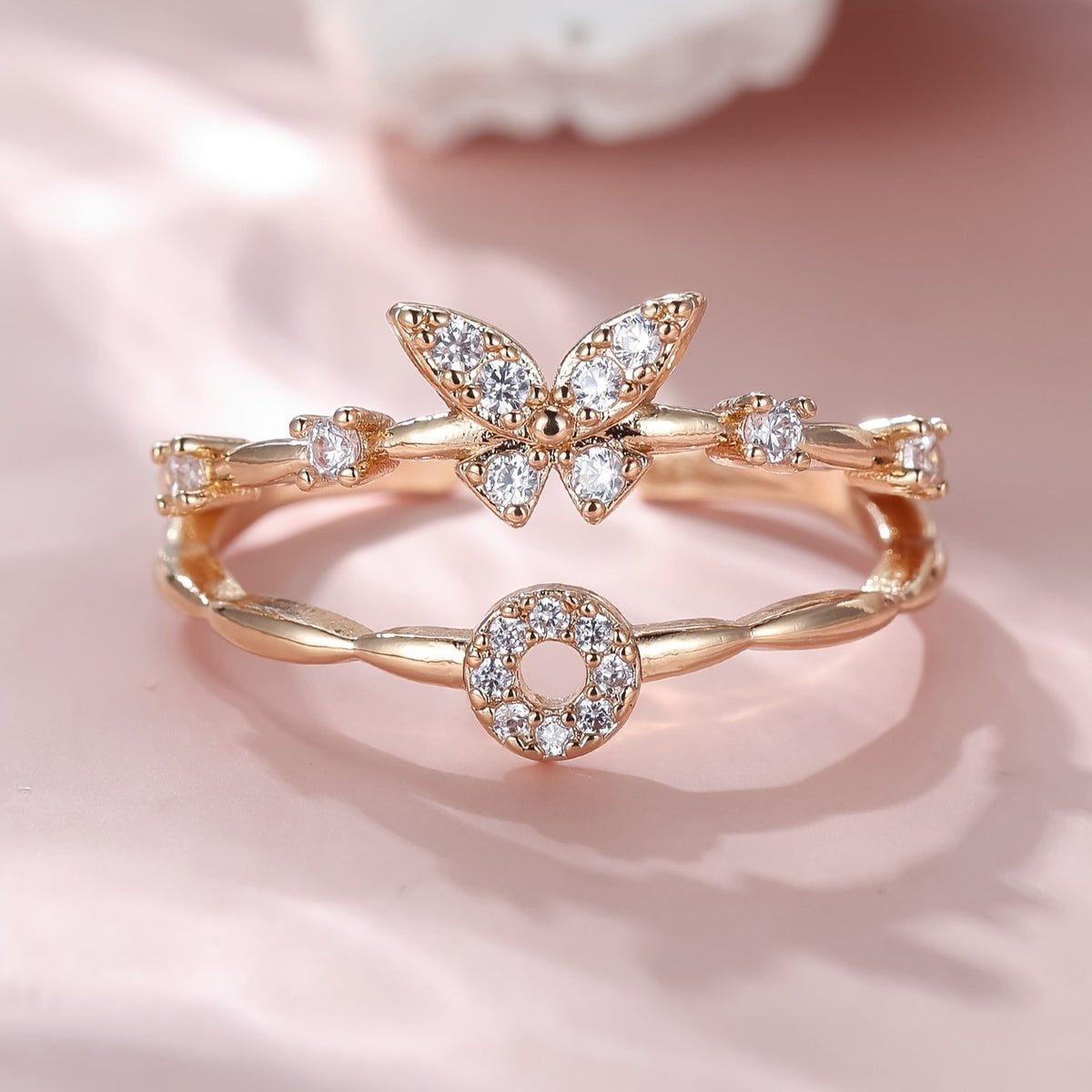 Crystal Butterfly Initial Ring