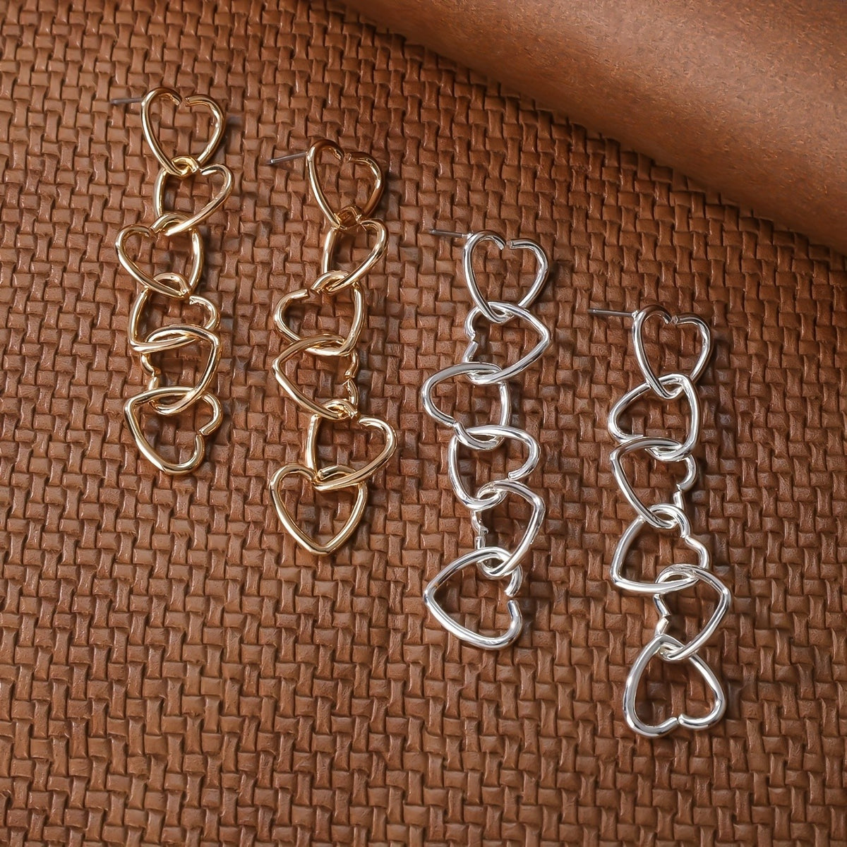 Linked Heart Drop Earrings