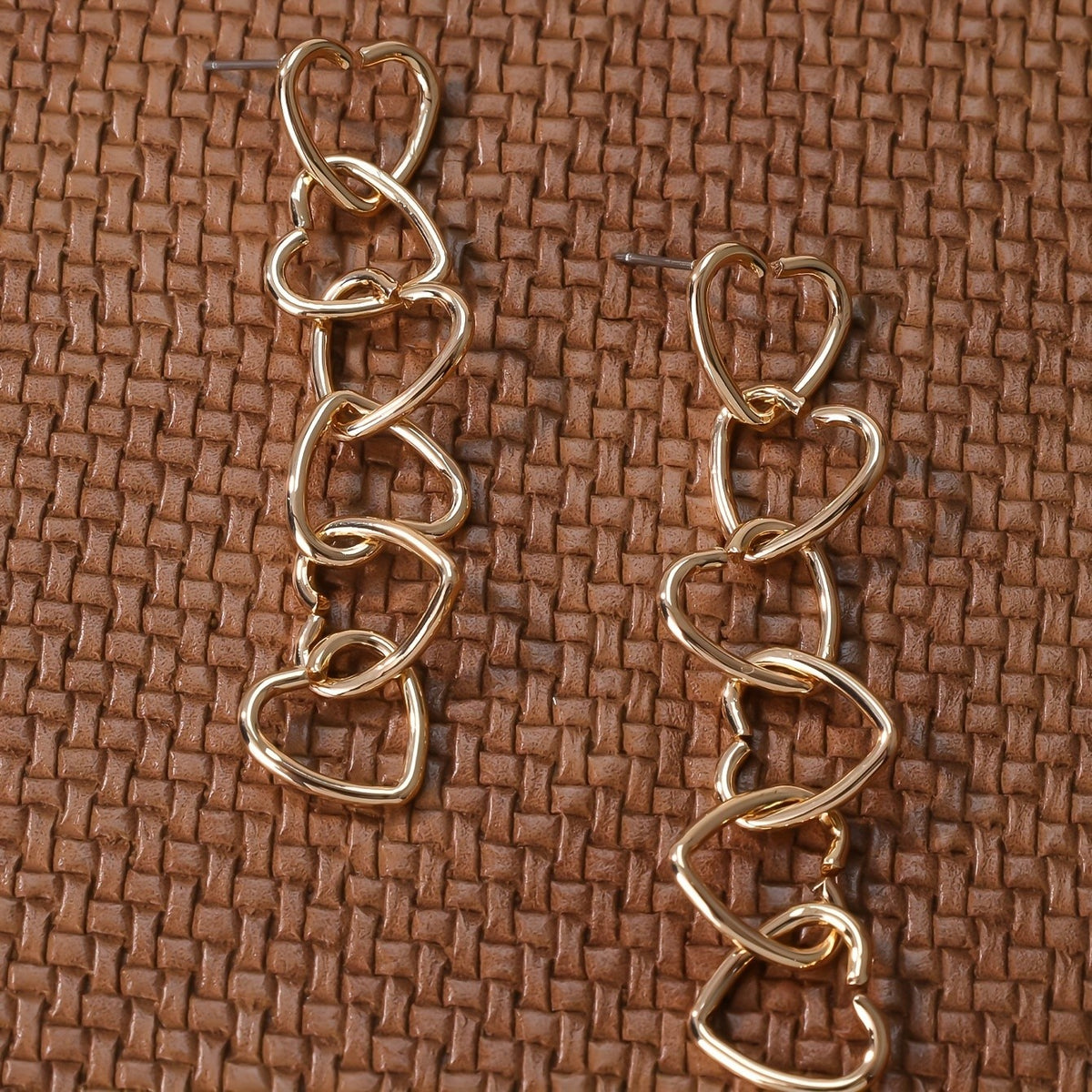 Linked Heart Drop Earrings
