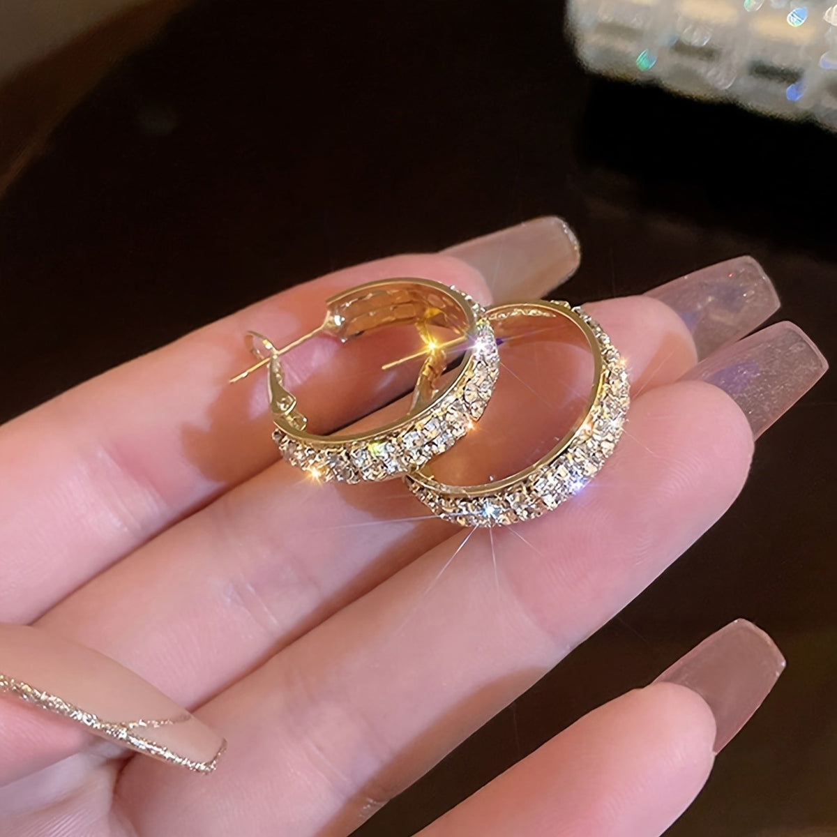 Crystal Pave Hinged Hoop Earrings