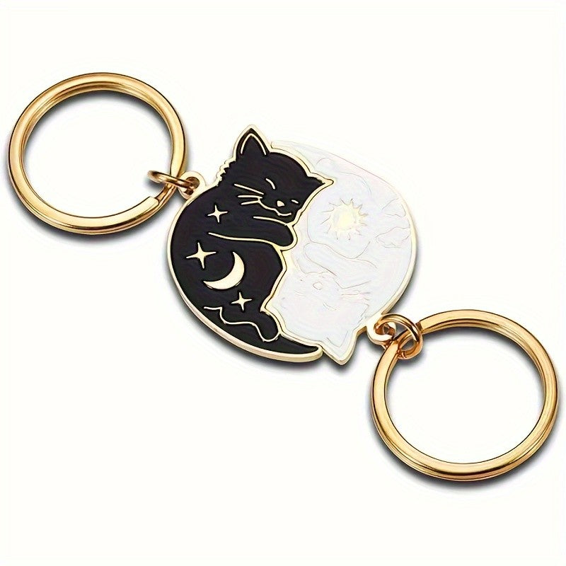 Sleeping Cat Moon Keychain Set