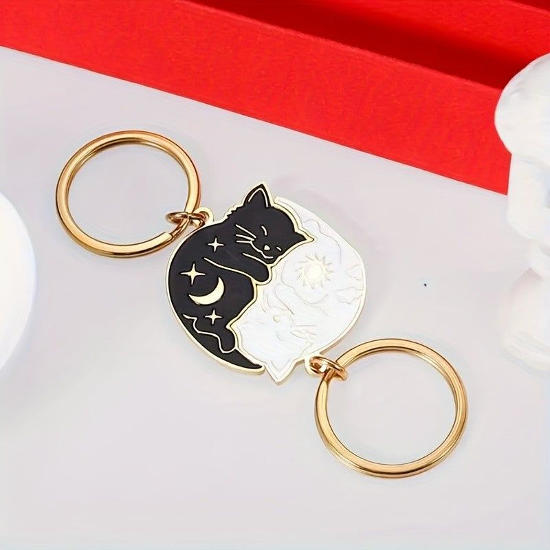 Sleeping Cat Moon Keychain Set