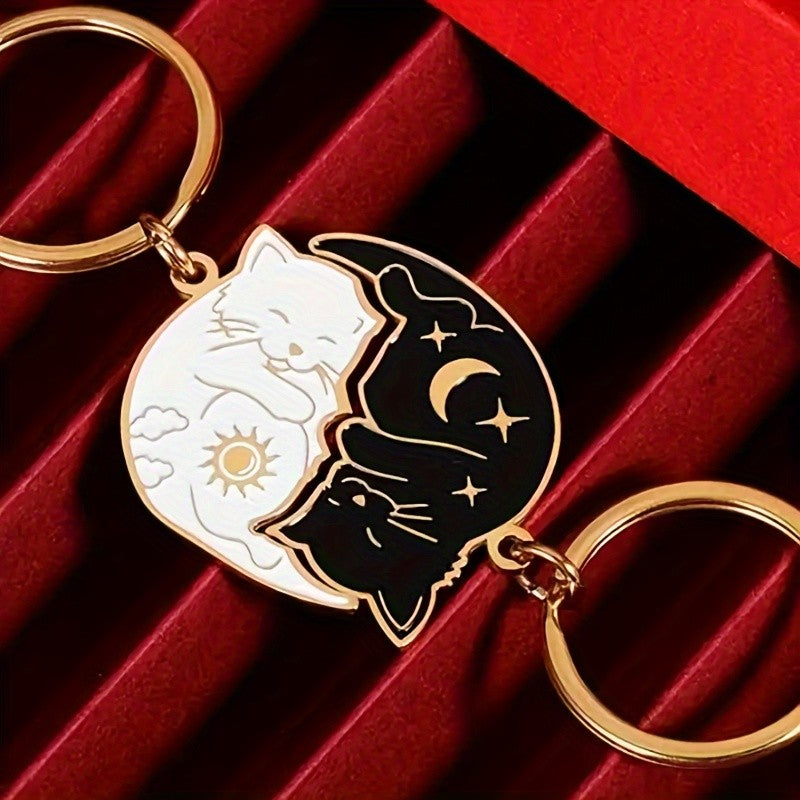 Sleeping Cat Moon Keychain Set