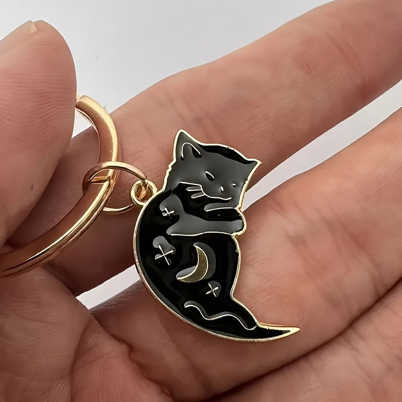 Sleeping Cat Moon Keychain Set
