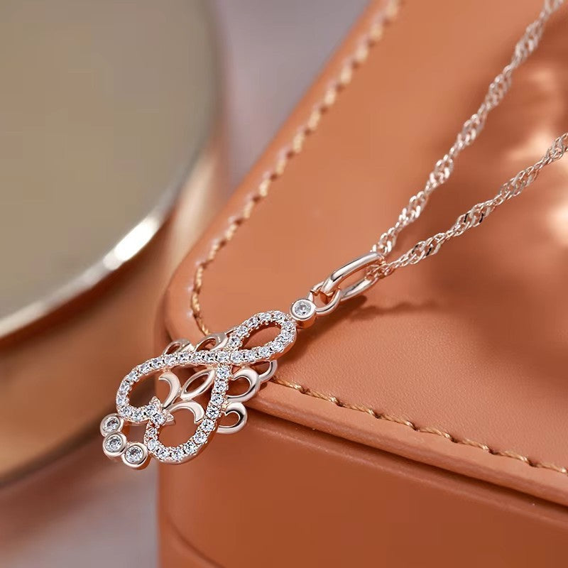 Crystal Infinity Floral Pendant Necklace