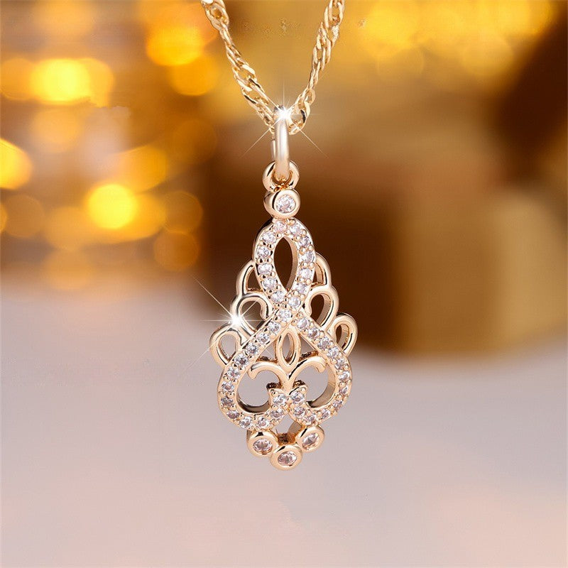 Crystal Infinity Floral Pendant Necklace