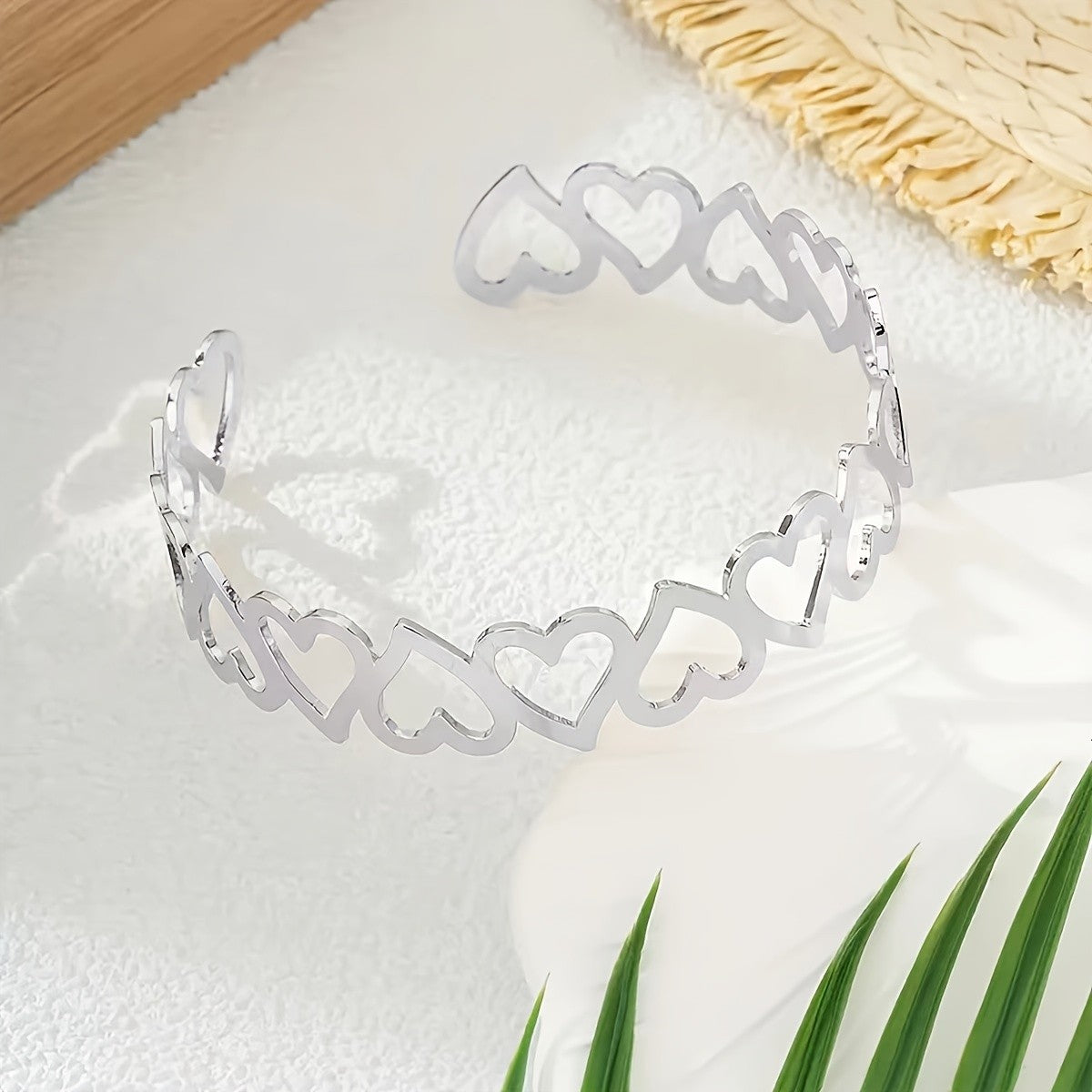 Continuous Heart Outline Bracelet & Ring Set
