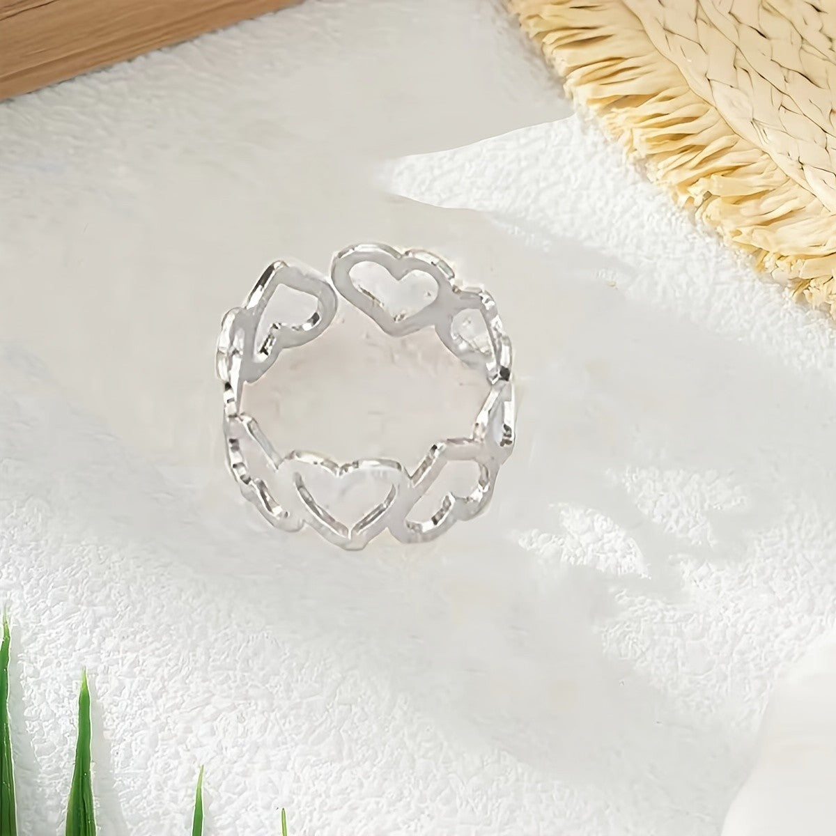 Continuous Heart Outline Bracelet & Ring Set