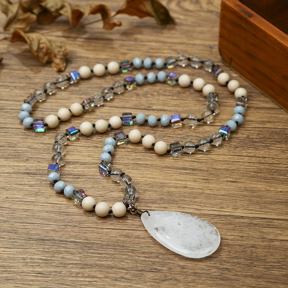 Blue Stone Teardrop Bead Necklace
