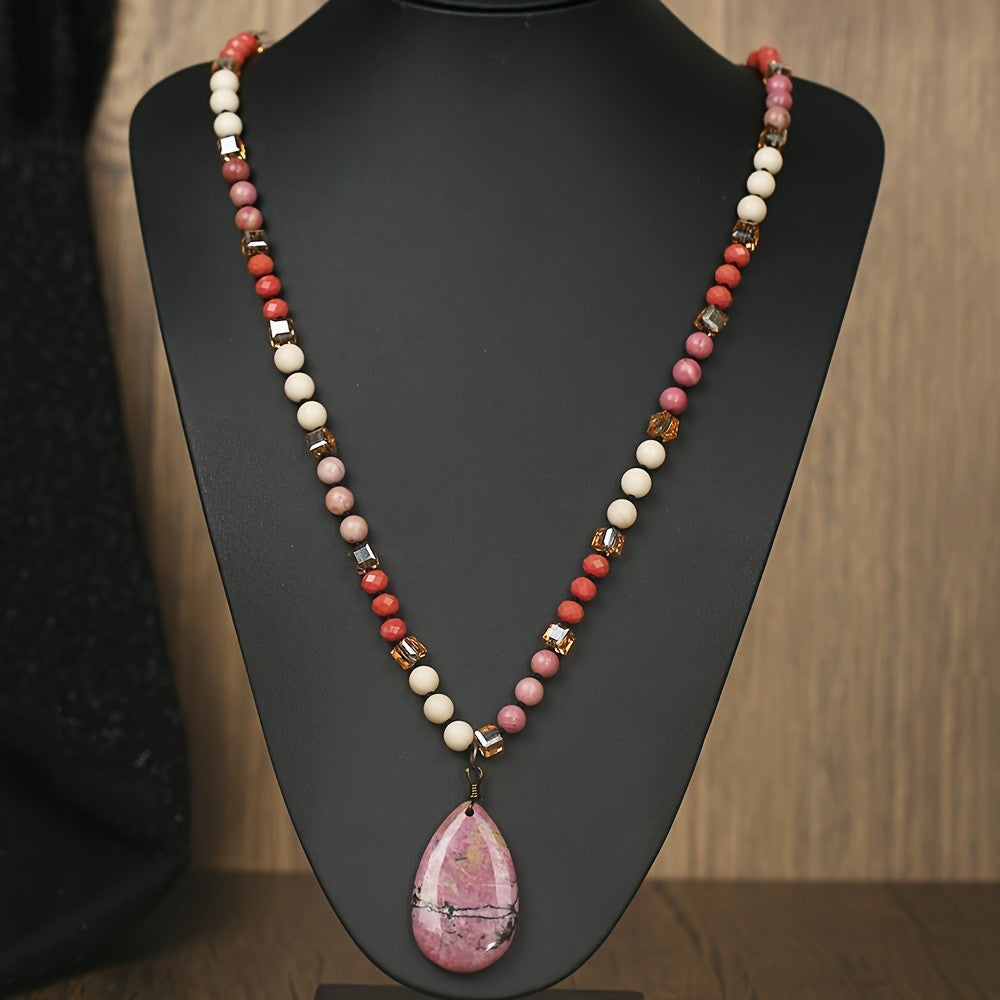 Blue Stone Teardrop Bead Necklace