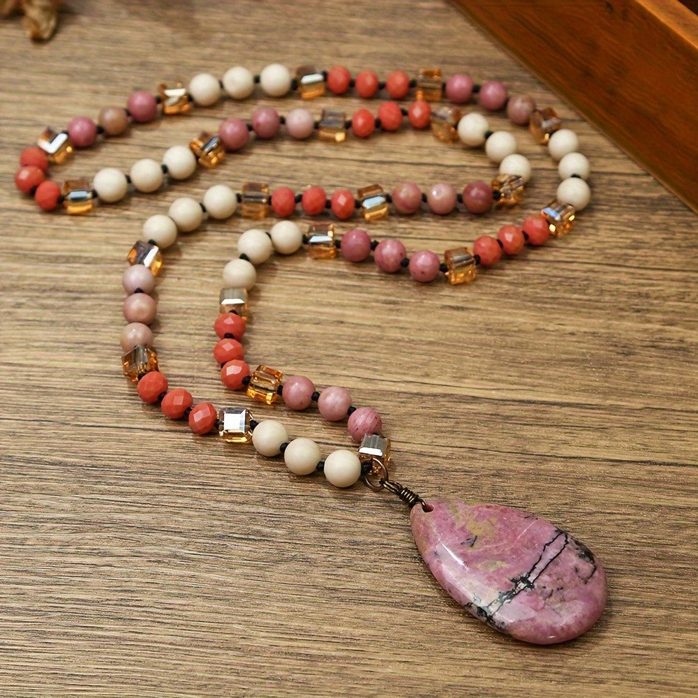 Blue Stone Teardrop Bead Necklace