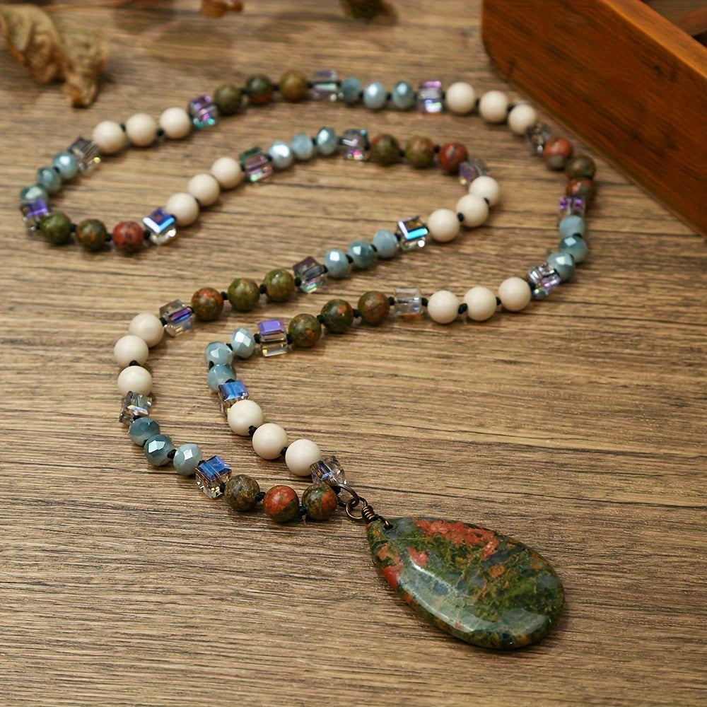 Blue Stone Teardrop Bead Necklace