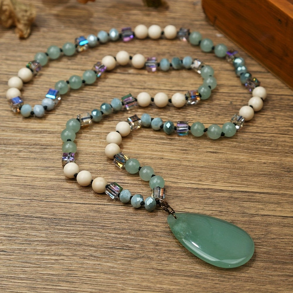 Blue Stone Teardrop Bead Necklace
