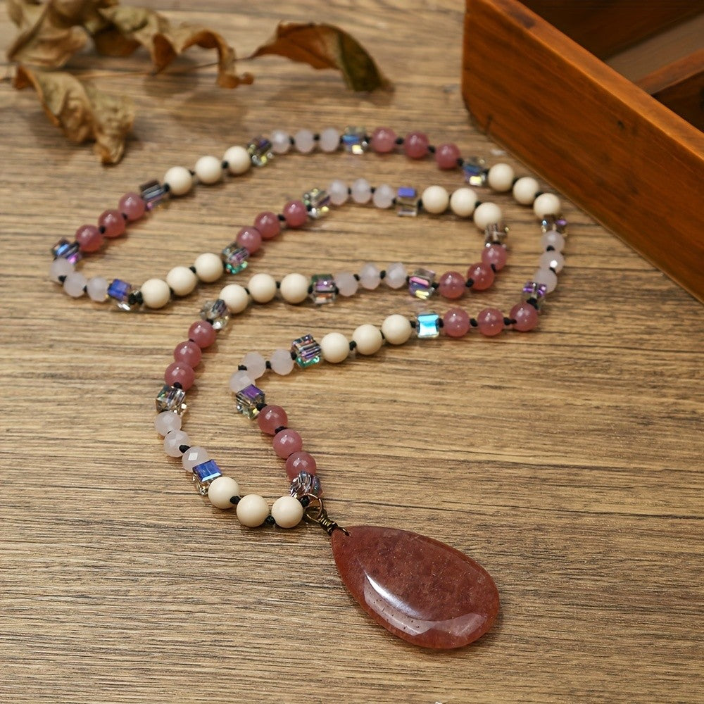 Blue Stone Teardrop Bead Necklace