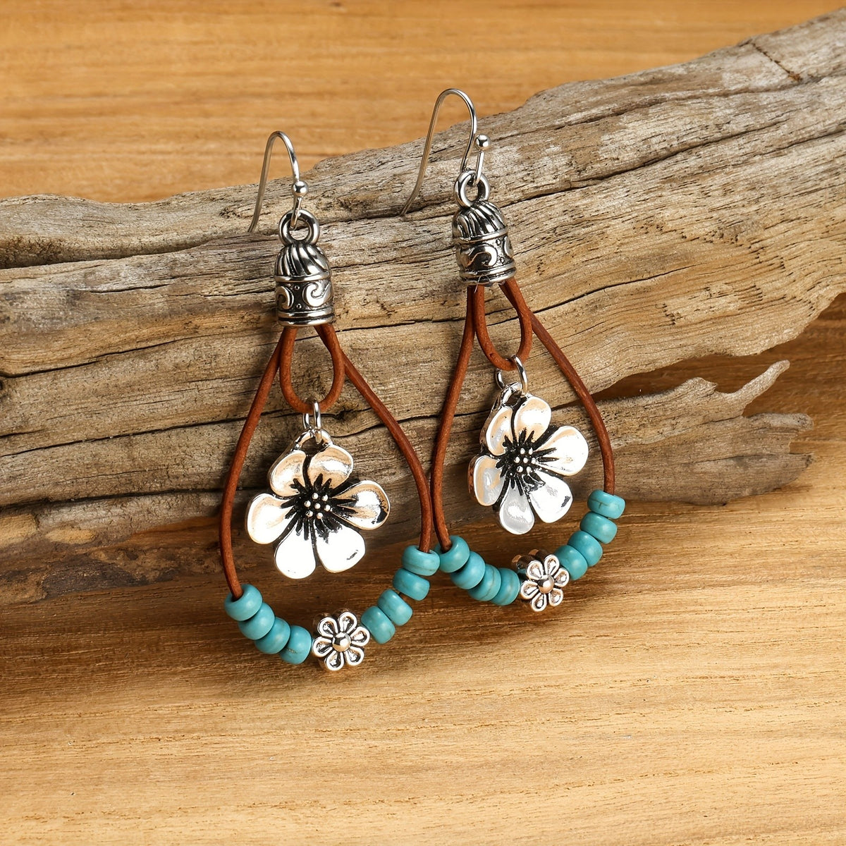 Floral Beaded Drop Earrings